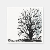 Serviette En Papier Abstrait moderne arbre noir silhouette ombre blanc (Devant)
