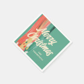 Serviette En Papier Abstrait moderne Joyeux Noël Nom personnalisé (Coin)