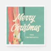 Serviette En Papier Abstrait moderne Joyeux Noël Nom personnalisé (Devant)