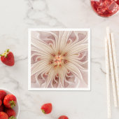Serviette En Papier Abstrait Moderne Peach Pastel Flower Fractal Art (En situation)