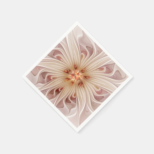 Serviette En Papier Abstrait Moderne Peach Pastel Flower Fractal Art (Coin)