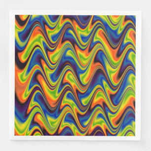 Serviette En Papier Abstrait multicolore ondulé