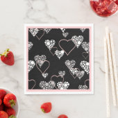 Serviette En Papier Abstrait noir blanc Valentines Jour coeurs amour s (En situation)