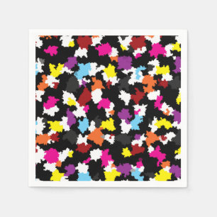 Serviette En Papier Abstrait noir coloré irrégulier