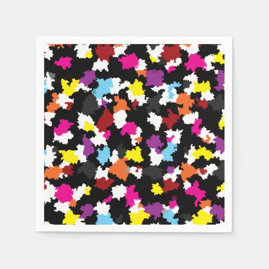 Serviette En Papier Abstrait noir coloré irrégulier (Devant)