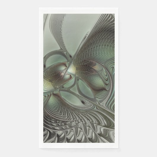 Serviette En Papier Abstrait Olive Sage Green Grey Fractal Art Imagina (Devant)