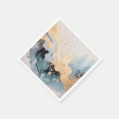 Serviette En Papier Abstrait or et bleu (Coin)