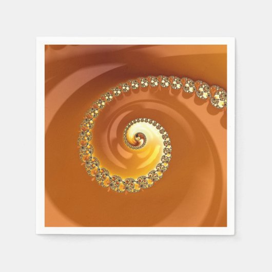 Serviette En Papier Abstrait or Orange Dégradé Spiral Fractal (Devant)