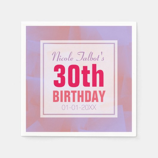 Serviette En Papier Abstrait Pastel 30e Anniversaire Papier Napkins 8 (Devant)