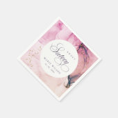 Serviette En Papier Abstrait Pastel rose violet marine douce 16 Annive (Coin)