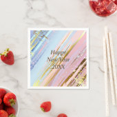 Serviette En Papier Abstrait Pink Blue Gold Bonne année 20xx (En situation)
