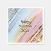 Serviette En Papier Abstrait Pink Blue Gold Bonne année 20xx (Devant)