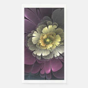Serviette En Papier Abstrait Purpur moderne Khaki Gris Fleur fractale 