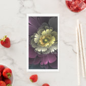 Serviette En Papier Abstrait Purpur moderne Khaki Gris Fleur fractale  (En situation)