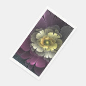 Serviette En Papier Abstrait Purpur moderne Khaki Gris Fleur fractale  (Coin)