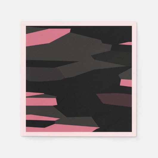 Serviette En Papier abstrait rose et noir (Devant)
