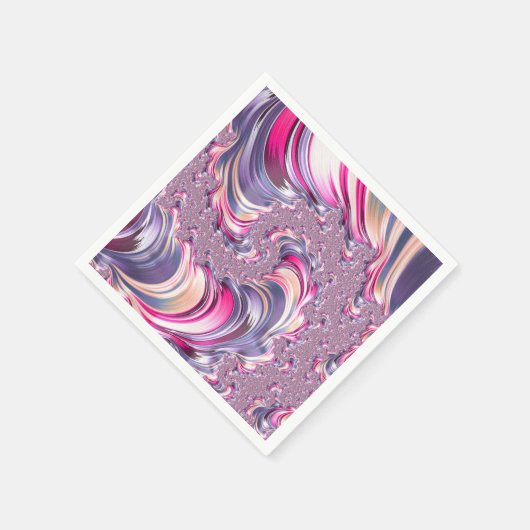 Serviette En Papier Abstrait rose pourpre spirale fractale (Coin)