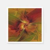 Serviette En Papier Abstrait Rouge Orange Brown Vert Fractal Art Flowe (Devant)