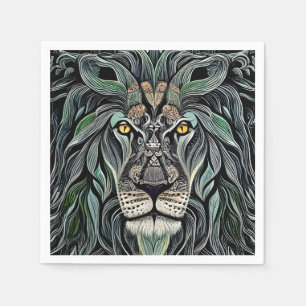 Serviette En Papier Abstrait Shabby Chic King Lion