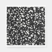 Serviette En Papier Abstrait Terrazzo Mosaic Motif noir et blanc (Devant)