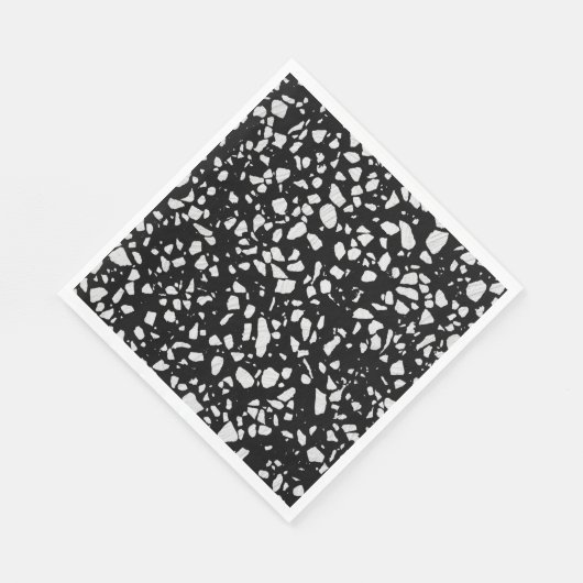 Serviette En Papier Abstrait Terrazzo Mosaic Motif noir et blanc (Coin)