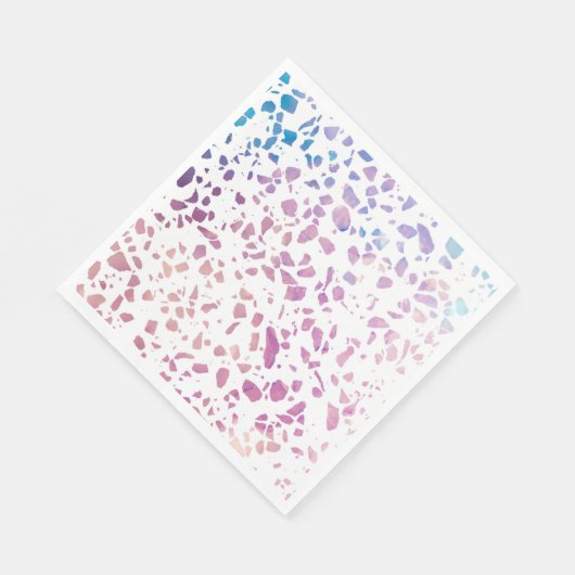 Serviette En Papier Abstrait Terrazzo Mosaic rose et Motif bleu (Coin)