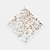 Serviette En Papier Abstrait Terrazzo Mosaic rouille Brown & Motif ble (Coin)