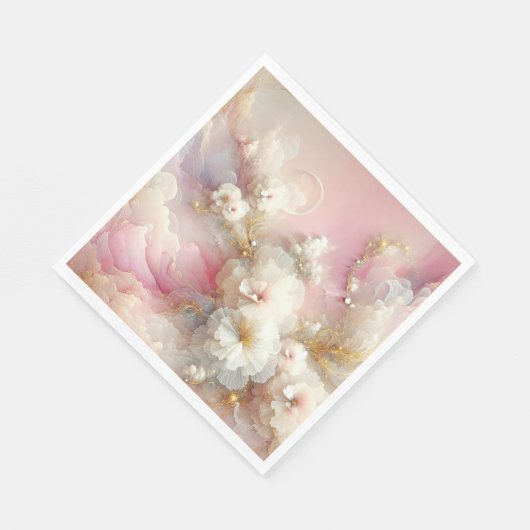 Serviette En Papier Abstraite florale de Tulle nuptiale (Coin)