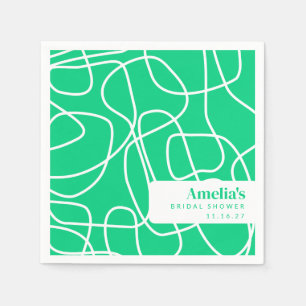 Serviette En Papier Abstraite ligne moderne Art Vert Douche personnali