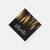 Serviette En Papier Abstraite nuit lumières mer brillant or noir Parti (Coin)