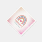 Serviette En Papier Abstraite Rainbow Girls 1st Birthday Party Invitat (Coin)