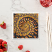 Serviette En Papier Abstraite spirale noire et or Fractale (En situation)