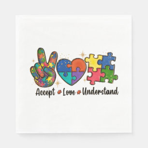 Serviette En Papier Accepter Amour Comprendre - Cœur de sensibilisatio