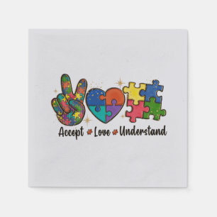Serviette En Papier Accepter l'amour comprendre - Coeur de Sensibilisa