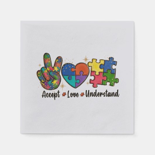 Serviette En Papier Accepter l'amour comprendre - Coeur de Sensibilisa (Devant)