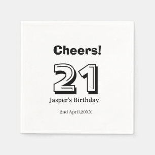 Serviette En Papier Acclamations 21 anniversaire nom lettre gras cadea