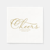 Serviette En Papier Acclamations - Or Élégant Faux Feuille Script Mar (Devant)