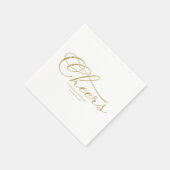 Serviette En Papier Acclamations - Or Élégant Faux Feuille Script Mar (Coin)