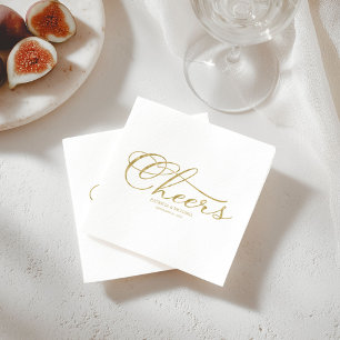 Serviette En Papier Acclamations - Or Élégant Faux Feuille Script  Mar