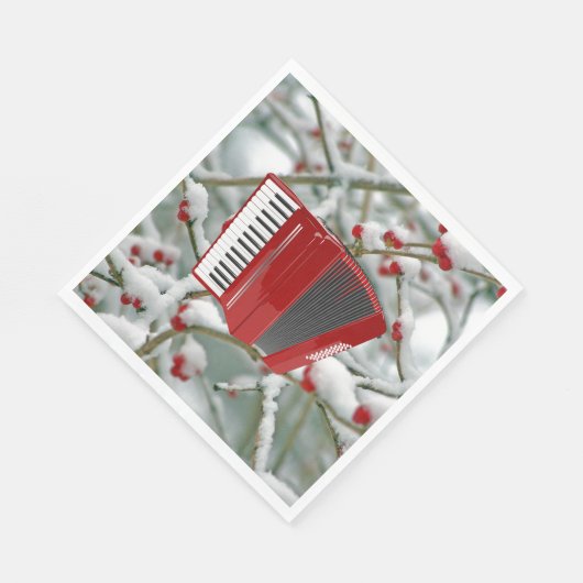Serviette En Papier Accordéon rouge - Berries dans la neige, (Coin)