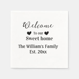 Serviette En Papier Accueil bienvenue ajouter nom de famille année d