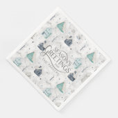 Serviette En Papier Accueil confortable Noël Turquoise ID985 (Coin)