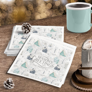 Serviette En Papier Accueil confortable Noël Turquoise ID985