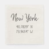 Serviette En Papier Accueil Coordonnées GPS Longitude Latitude New Yor (Devant)