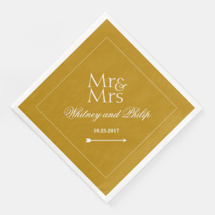 Serviette En Papier Accueil de mariage chic personnalisé Or