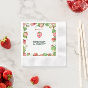 Serviette En Papier accueil de premier anniversaire pour baie neutre