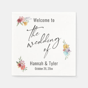 Serviette En Papier Accueil du Fleur sauvage de prairie aquarelle mult