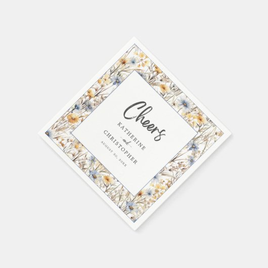 Serviette En Papier Accueil Fleur sauvage Dusty Blue Mariage (Coin)