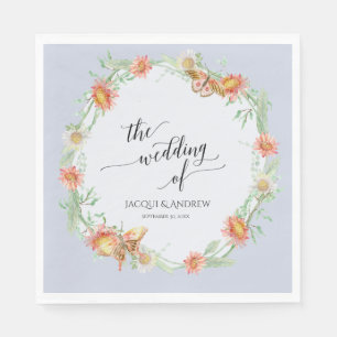 Serviette En Papier Accueil Mariage Aquarelle Lilac Floral Wreath
