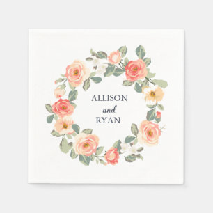 Serviette En Papier Accueil Mariage Floral Parfait Peach